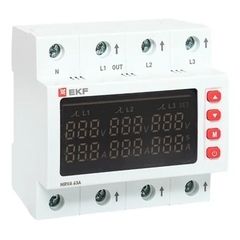 Реле напряжения модульное EKF MRVA 230 В 63 А тип AC с дисплеем (MRVA-3-63A-v2)
