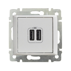 Розетка USB IEK Valena встраиваемая белая 2хUSB-A (6904701)