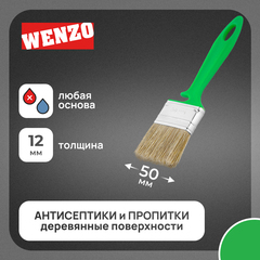 Кисть плоская смешанная щетина пластиковая ручка Wenzo Pro 50х12 мм для антисептиков