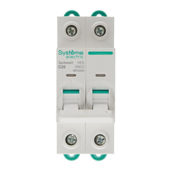 Автоматический выключатель модульный Systeme Electric Systeme9 2P 20А тип C 6 кА 400 В (S9F22220)