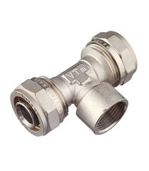 Тройник VALTEC (VTm.332.N.260526) 26 обж(ц) х 3/4 ВР(г) х 26 обж(ц) - фото 1