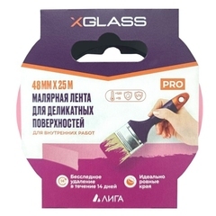 Лента малярная XGlass для деликатных поверхностей розовая 48 мм 25 м (160488)