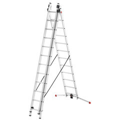 Лестница алюминиевая трансформер трехсекционная 12 ступеней Hailo профессиональная